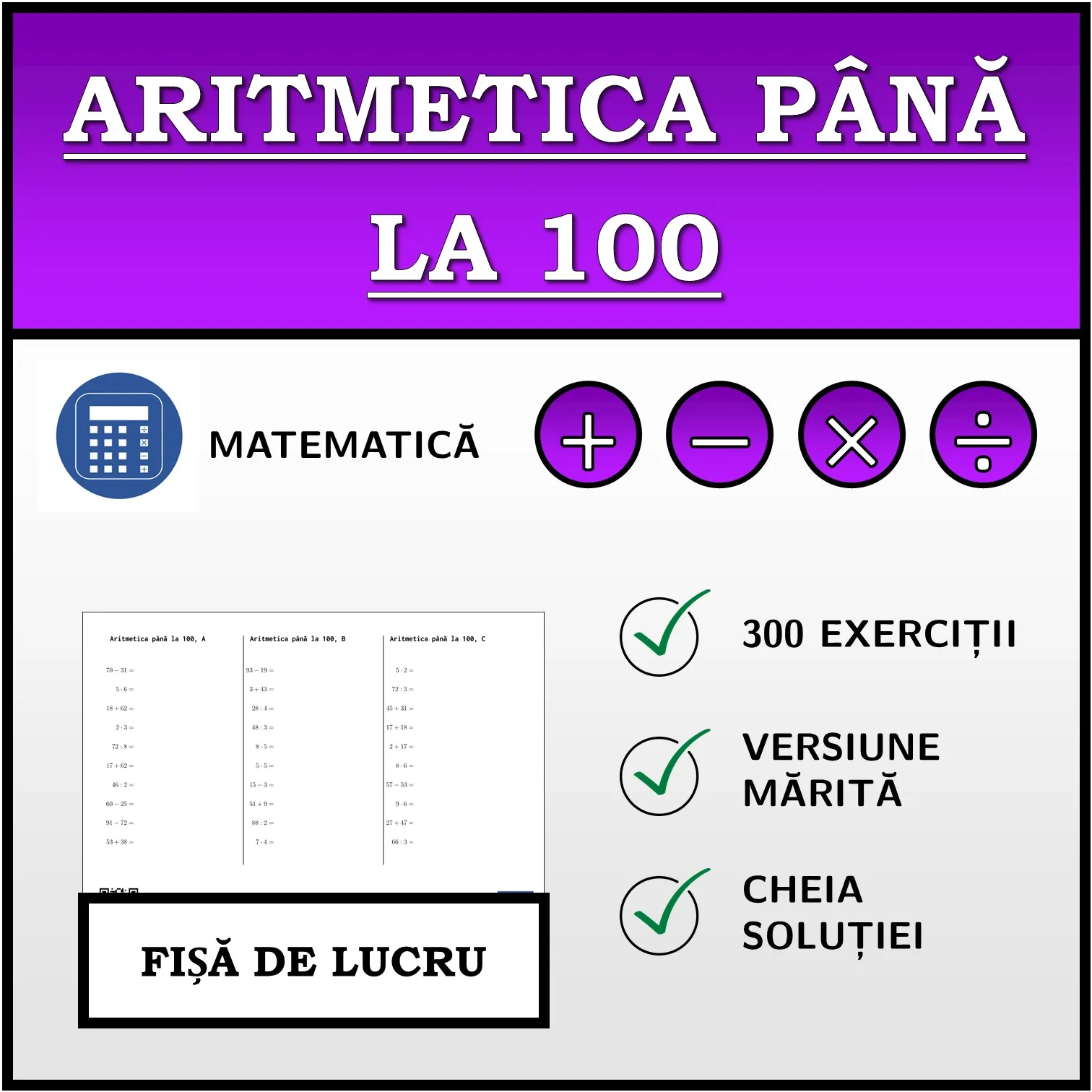 Fișă de lucru: Aritmetica până la 100