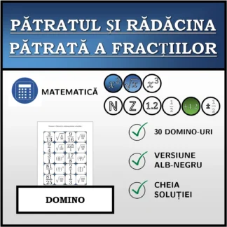 Domino: Pătratul și rădăcina pătrată a fracțiilor