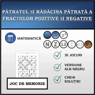 Joc de memorie: Pătratul și rădăcina pătrată a fracțiilor pozitive și negative