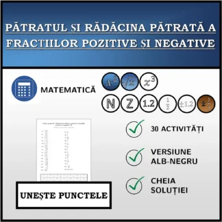 Exercițiu de asociere: Pătratul și rădăcina pătrată a fracțiilor pozitive și negative