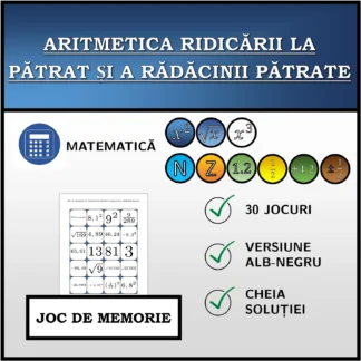 Joc de memorie: Aritmetica ridicării la pătrat și a rădăcinii pătrate