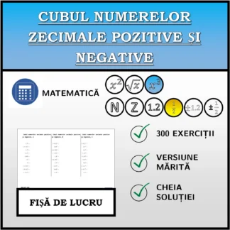 Fișă de lucru: Cubul numerelor zecimale pozitive și negative