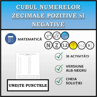 Exercițiu de asociere: Cubul numerelor zecimale pozitive și negative