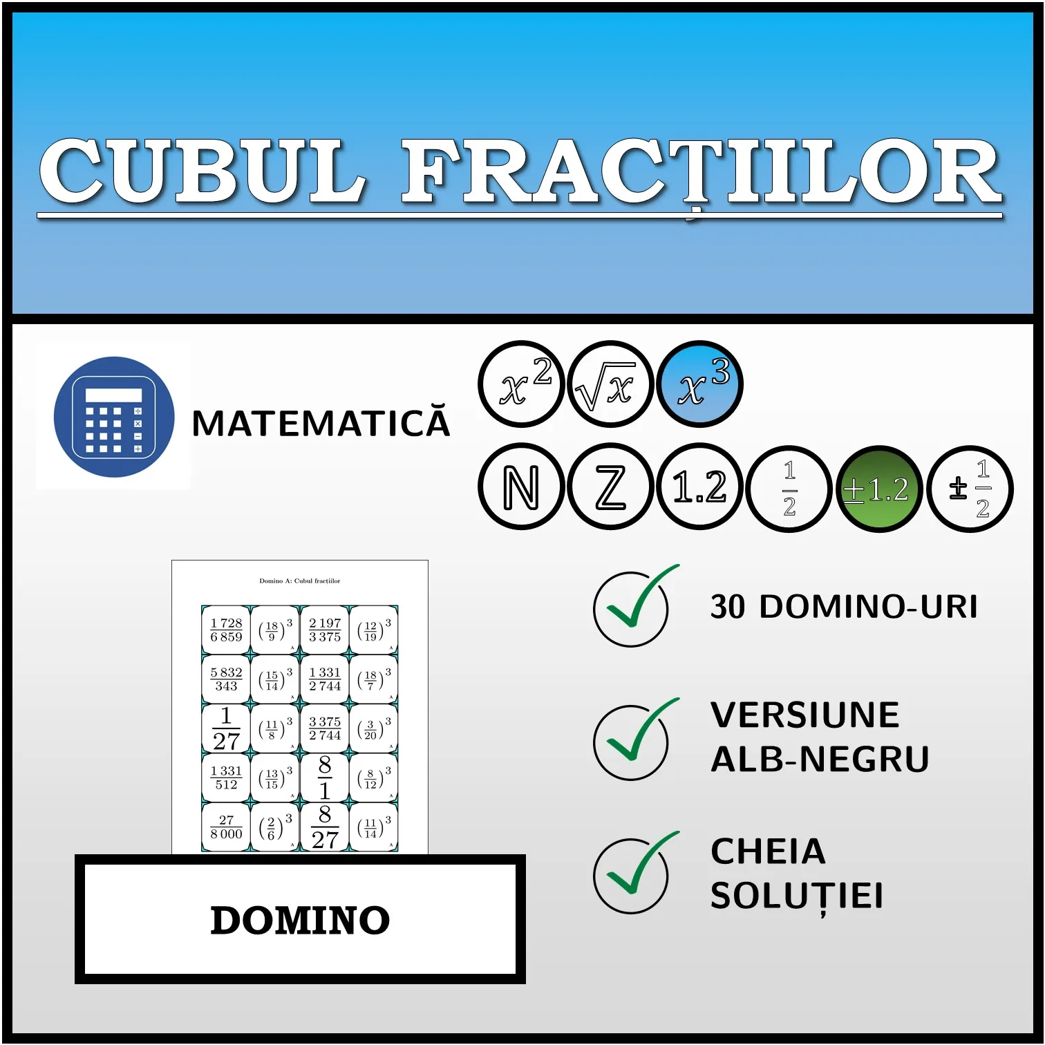 Domino: Cubul fracțiilor