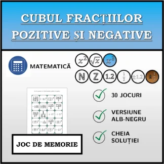 Joc de memorie: Cubul fracțiilor pozitive și negative