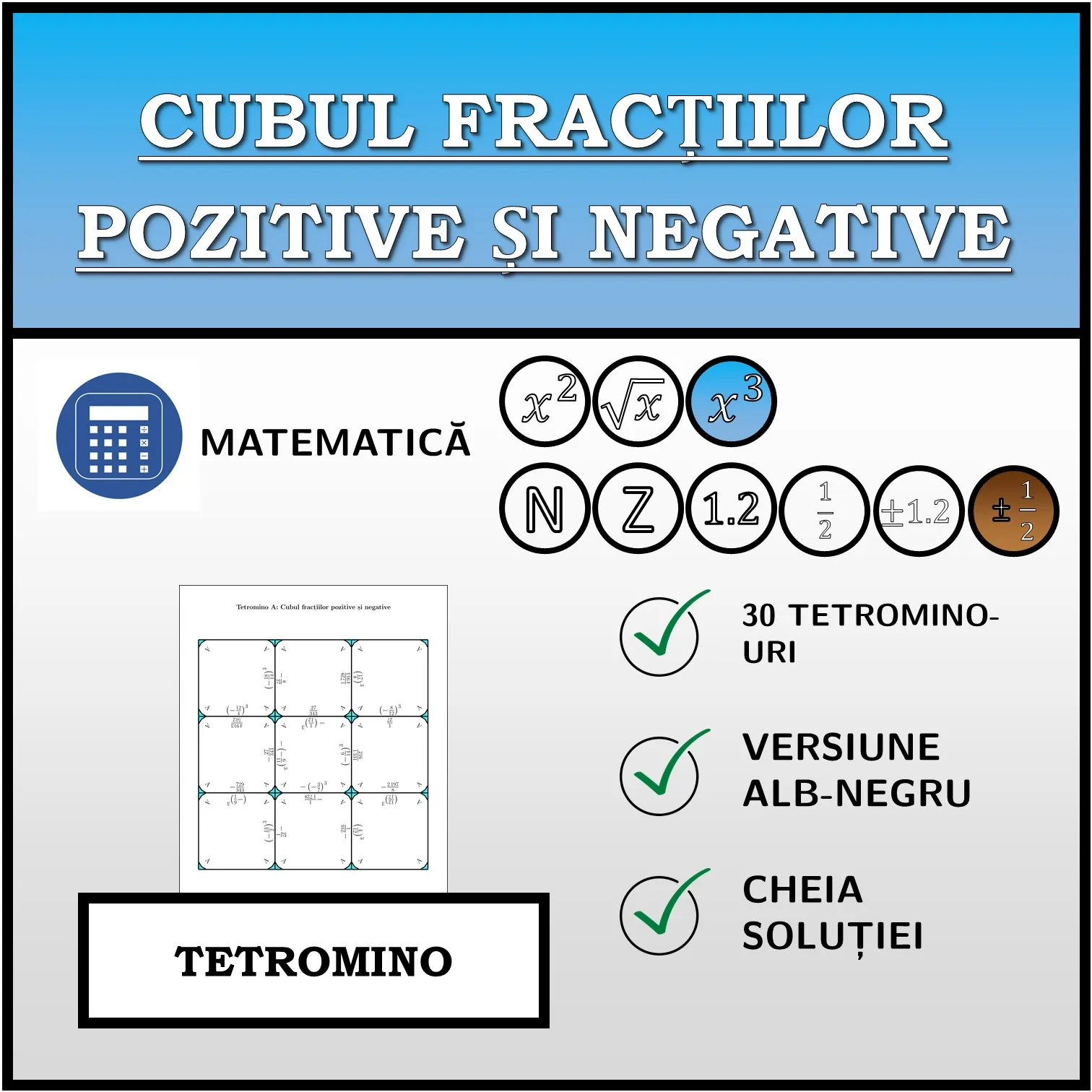 Tetromino: Cubul fracțiilor pozitive și negative