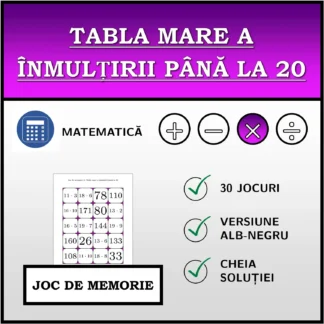 Joc de memorie: Tabla mare a înmulțirii până la 20