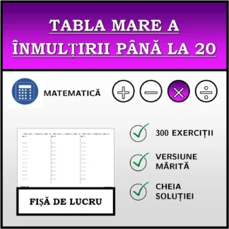 Fișă de lucru: Tabla mare a înmulțirii până la 20