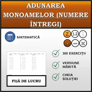 Fișă de lucru: Adunarea monoamelor (numere întregi)