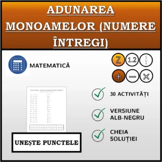 Exercițiu de asociere: Adunarea monoamelor (numere întregi)