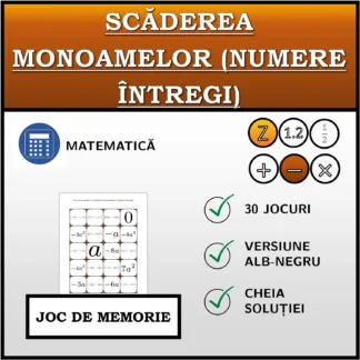 Joc de memorie: Scăderea monoamelor (numere întregi)