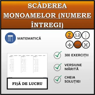 Fișă de lucru: Scăderea monoamelor (numere întregi)