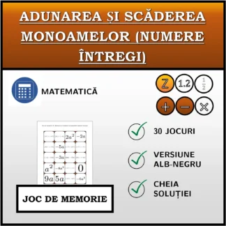 Joc de memorie: Adunarea și scăderea monoamelor (numere întregi)