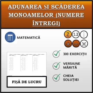 Fișă de lucru: Adunarea și scăderea monoamelor (numere întregi)
