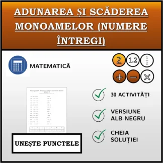 Exercițiu de asociere: Adunarea și scăderea monoamelor (numere întregi)