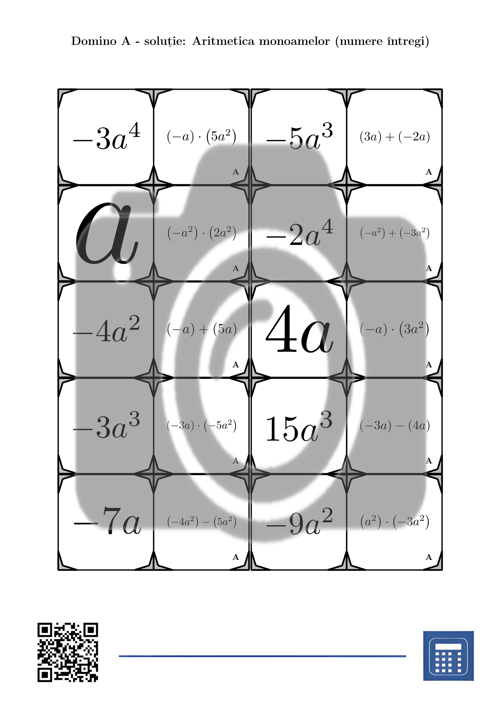 Domino: Aritmetica monoamelor (numere întregi) - imagine 4