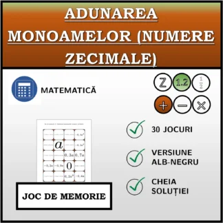 Joc de memorie: Adunarea monoamelor (numere zecimale)