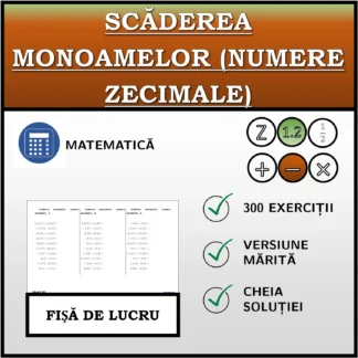 Fișă de lucru: Scăderea monoamelor (numere zecimale)