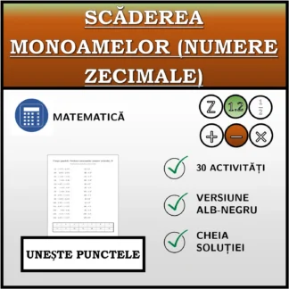 Exercițiu de asociere: Scăderea monoamelor (numere zecimale)