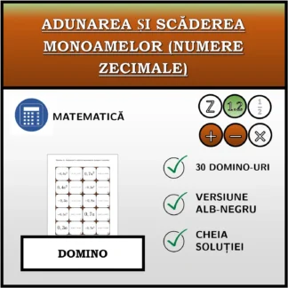 Domino: Adunarea și scăderea monoamelor (numere zecimale)