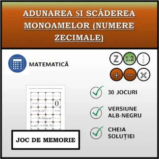 Joc de memorie: Adunarea și scăderea monoamelor (numere zecimale)