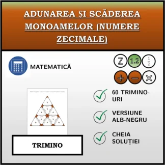 Trimino: Adunarea și scăderea monoamelor (numere zecimale)