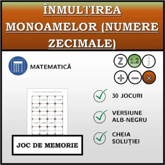 Joc de memorie: Înmulțirea monoamelor (numere zecimale)
