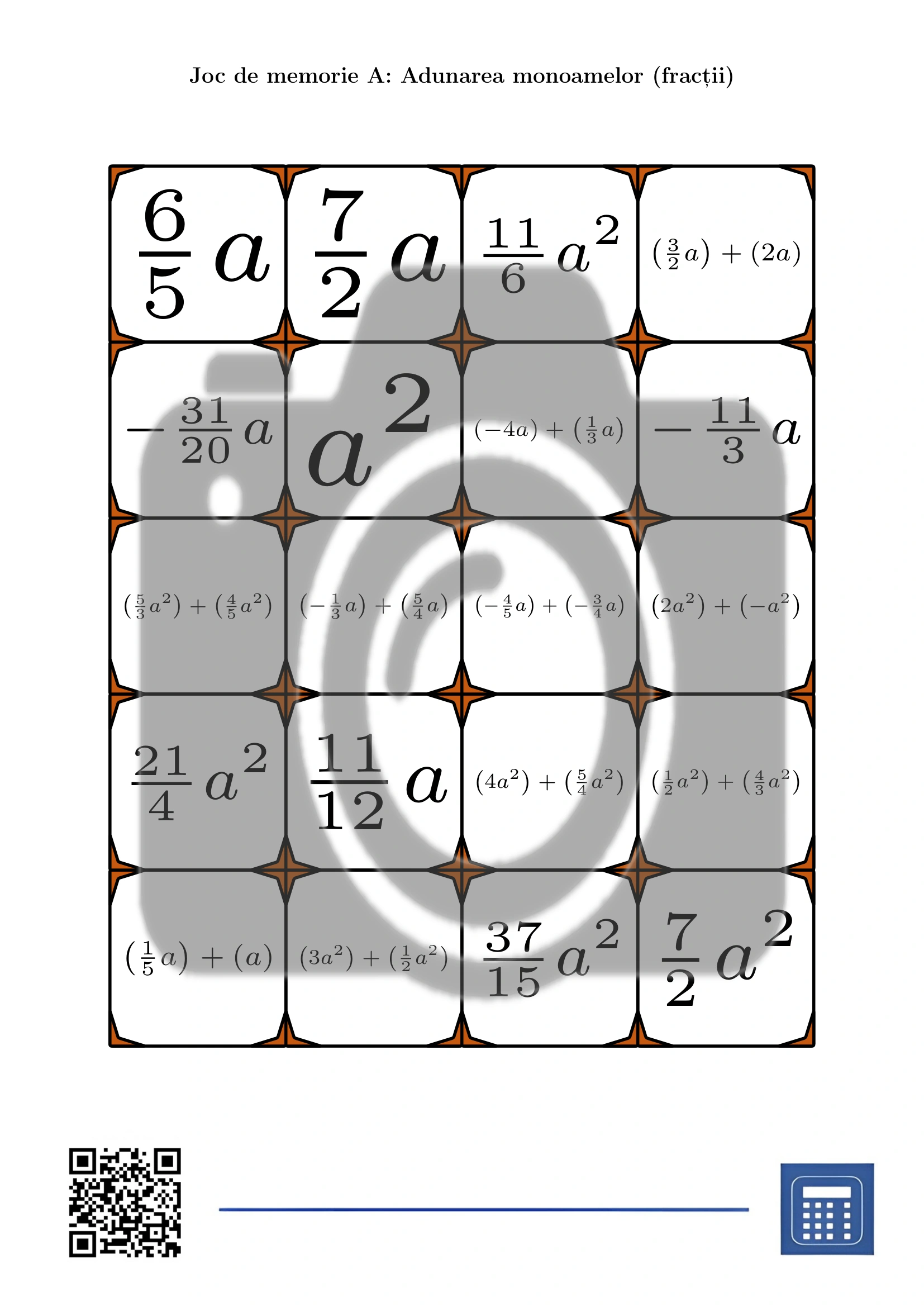 Joc de memorie: Adunarea monoamelor (fracții) - imagine 2