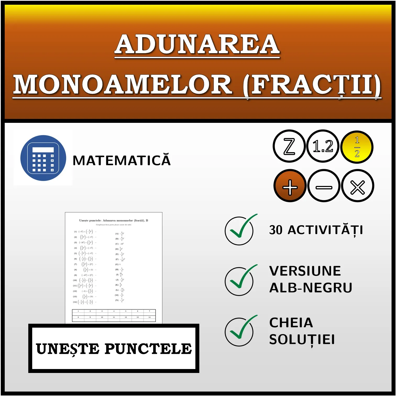 Exercițiu de asociere: Adunarea monoamelor (fracții)