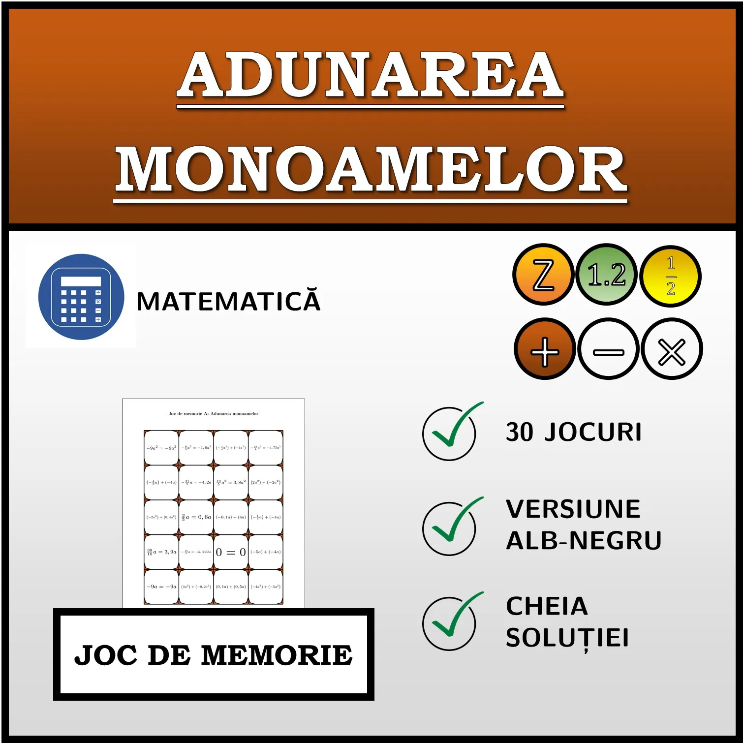 Joc de memorie: Adunarea monoamelor