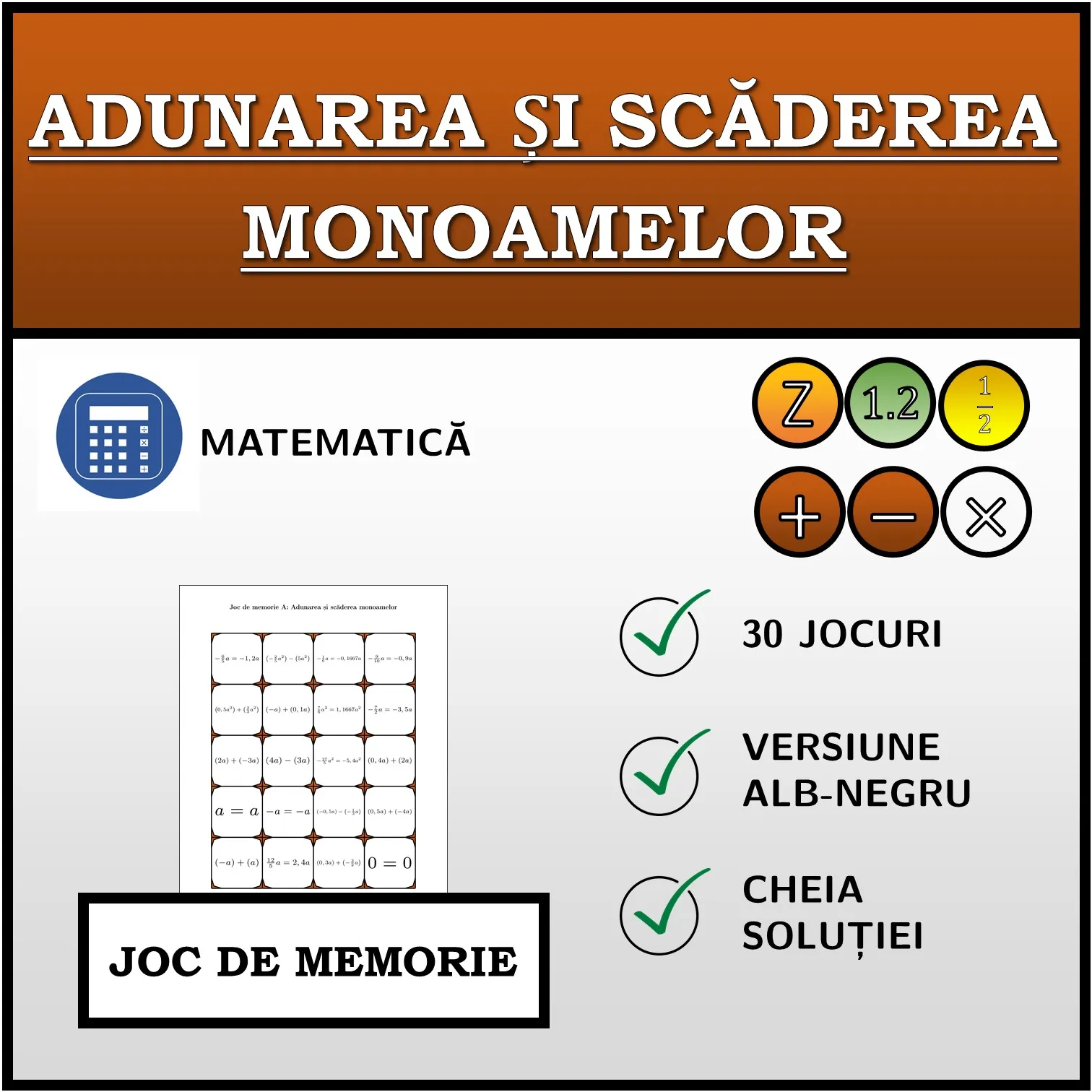Joc de memorie: Adunarea și scăderea monoamelor