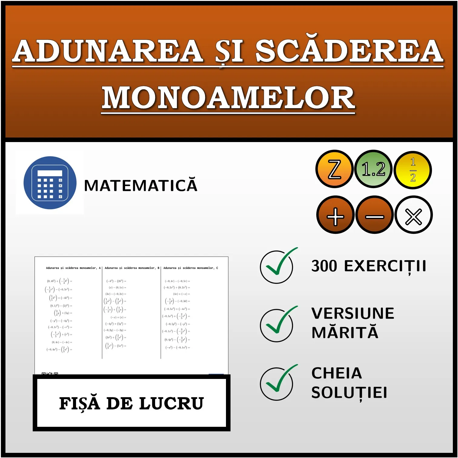 Fișă de lucru: Adunarea și scăderea monoamelor