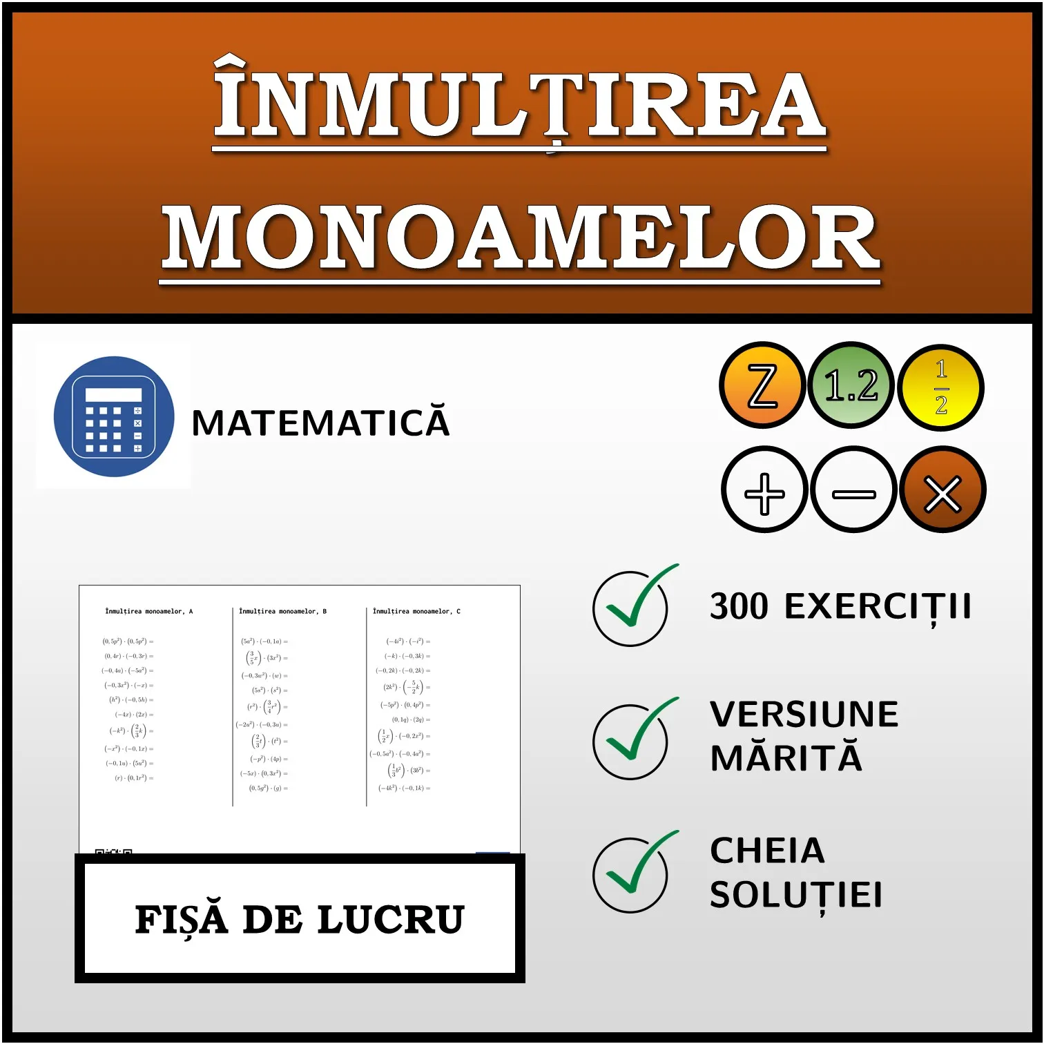 Fișă de lucru: Înmulțirea monoamelor