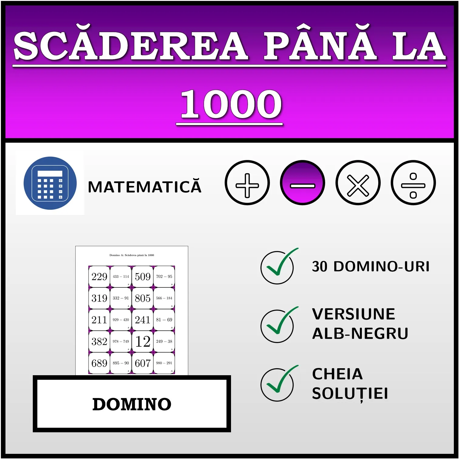 Domino: Scăderea până la 1000