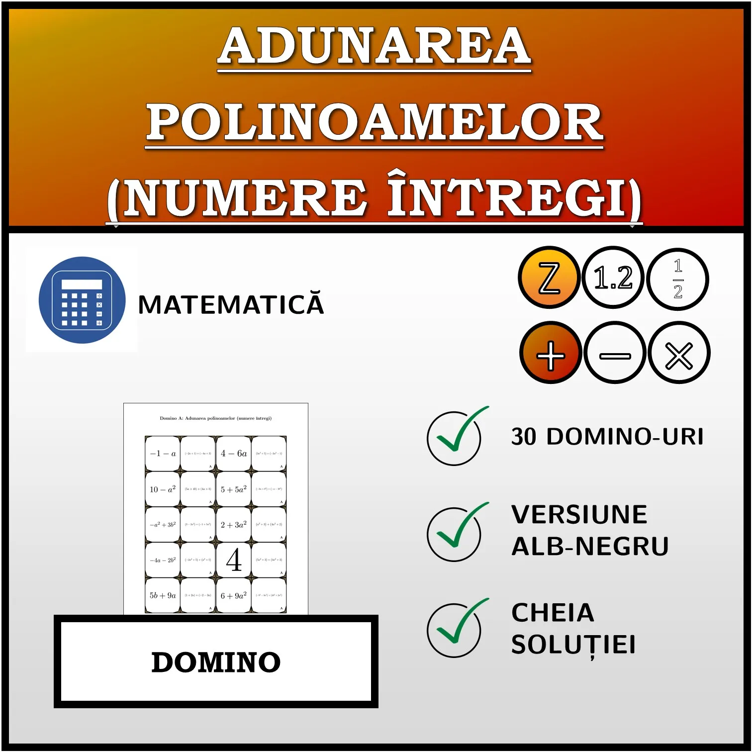 Domino: Adunarea polinoamelor (numere întregi)