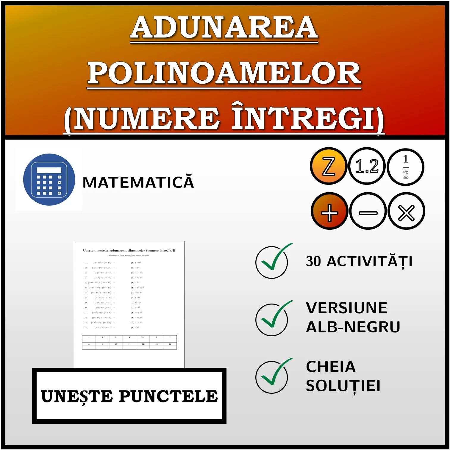 Exercițiu de asociere: Adunarea polinoamelor (numere întregi)