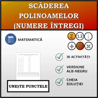 Exercițiu de asociere: Scăderea polinoamelor (numere întregi)