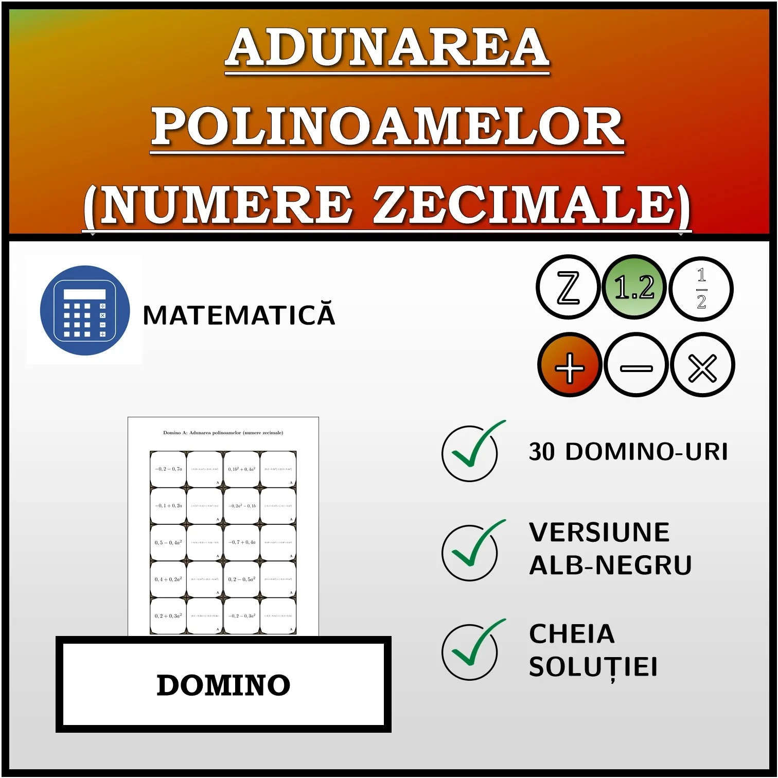 Domino: Adunarea polinoamelor (numere zecimale)