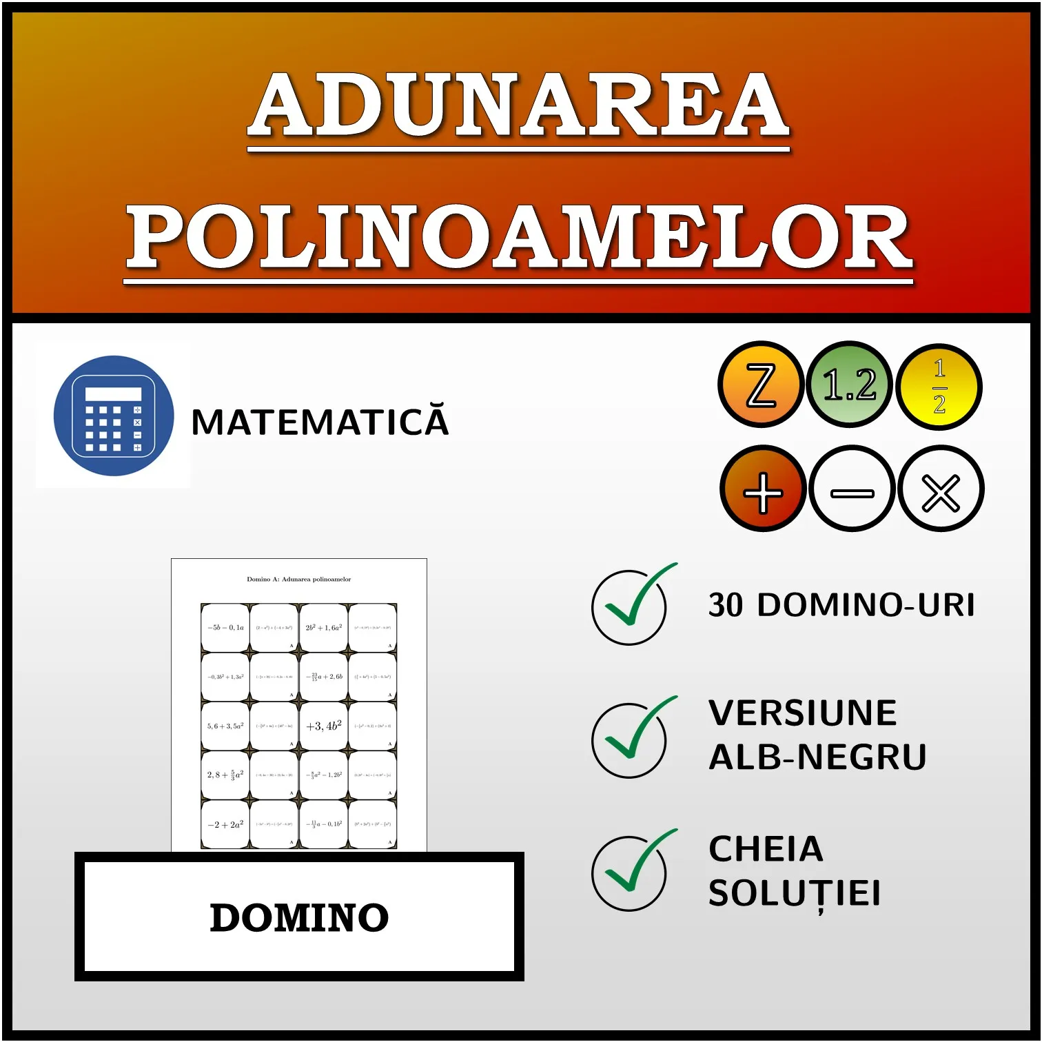Domino: Adunarea polinoamelor