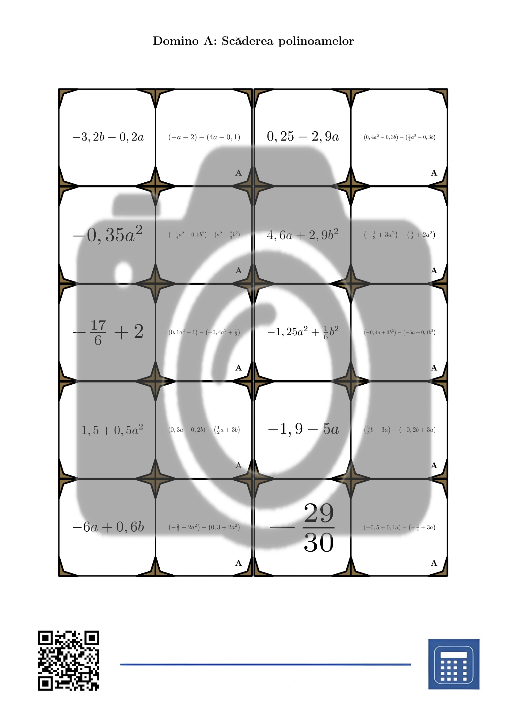 Domino: Scăderea polinoamelor - imagine 2