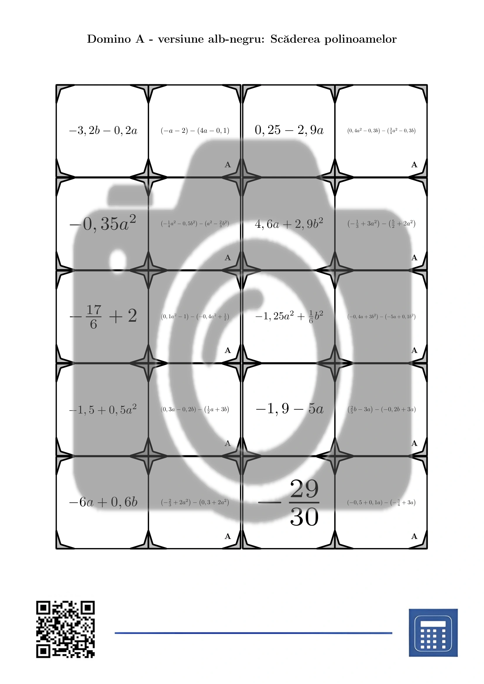 Domino: Scăderea polinoamelor - imagine 3