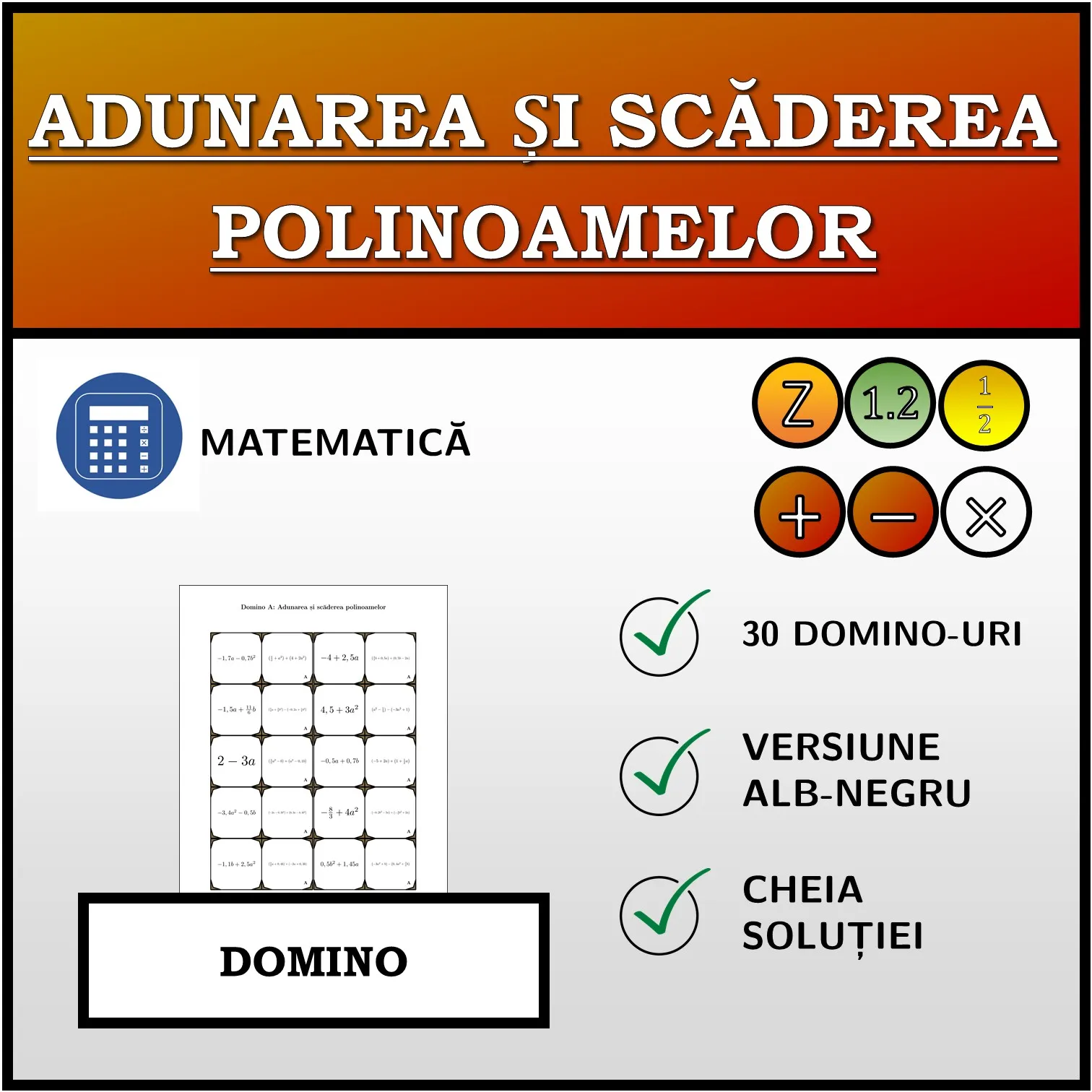 Domino: Adunarea și scăderea polinoamelor
