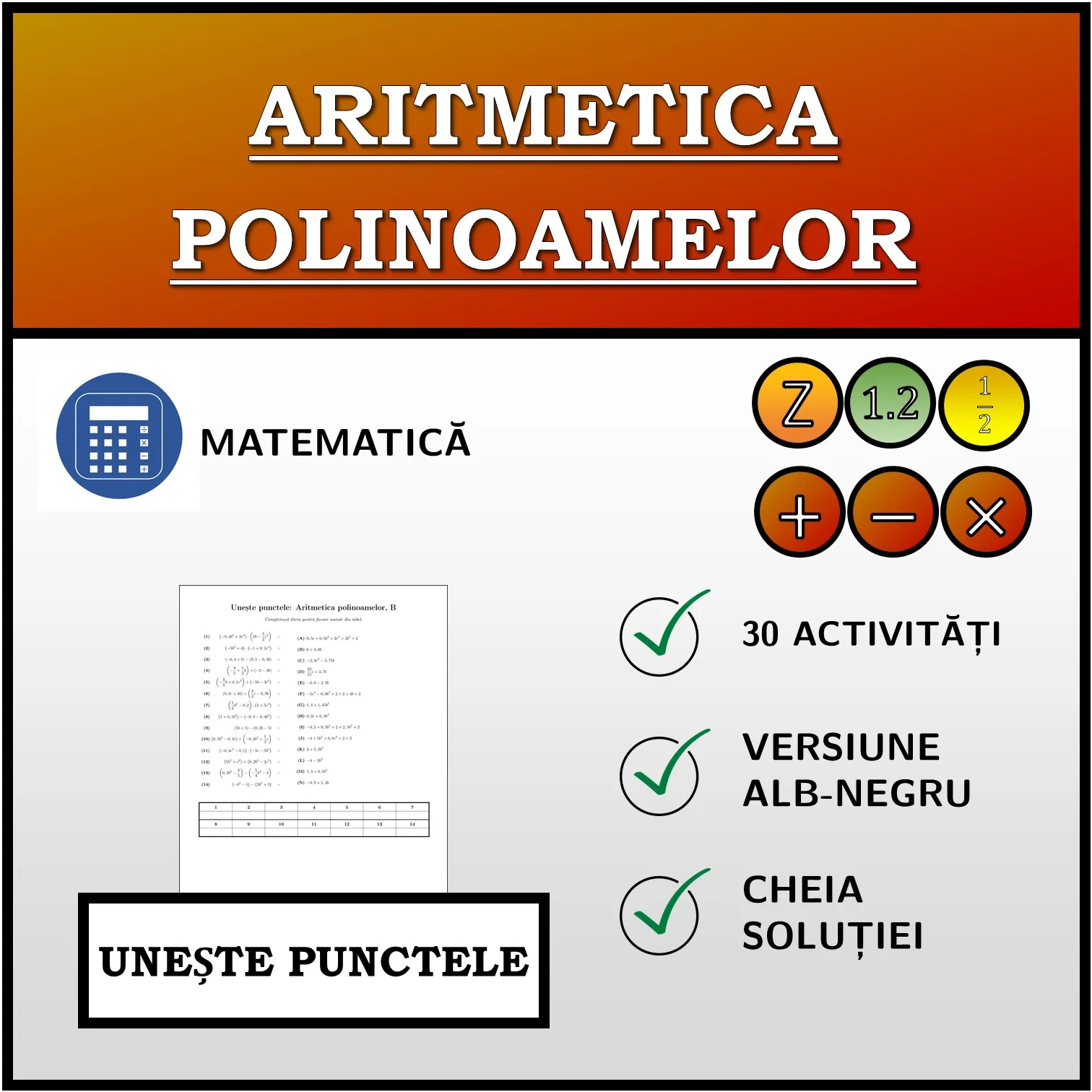 Exercițiu de asociere: Aritmetica polinoamelor
