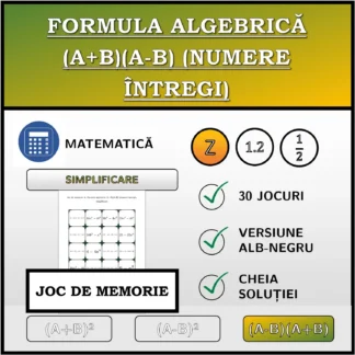 Joc de memorie: Formula algebrică (A+B)(A-B) (numere întregi), simplificare