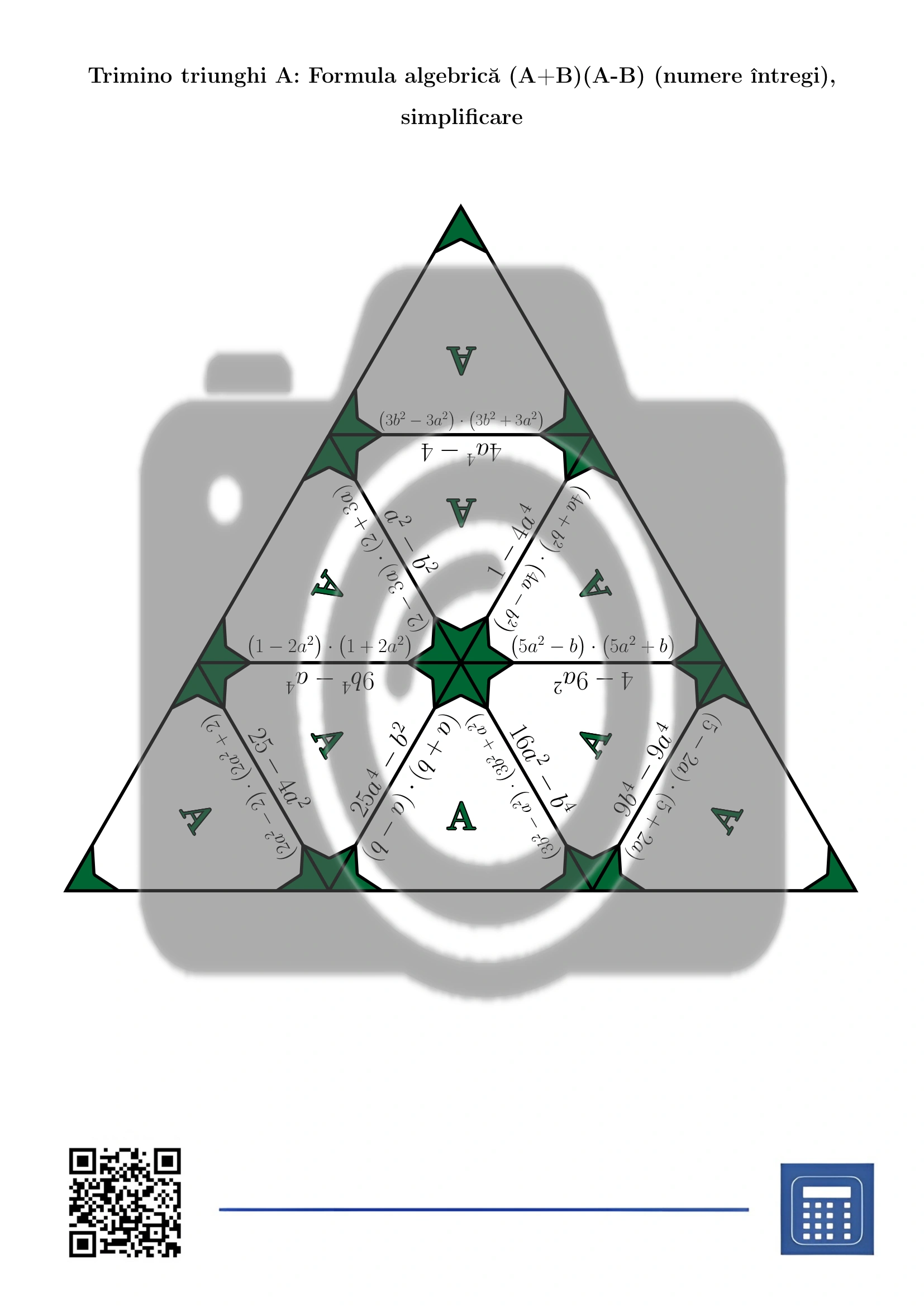 Trimino: Formula algebrică (A+B)(A-B) (numere întregi), simplificare - imagine 2