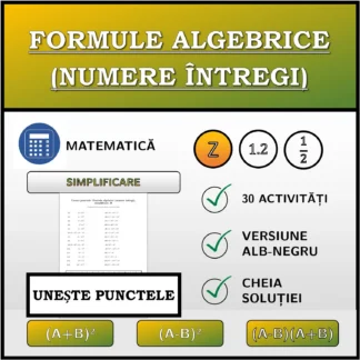 Exercițiu de asociere: Formule algebrice (numere întregi), simplificare