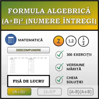 Fișă de lucru: Formula algebrică (A+B)² (numere întregi), descompunere