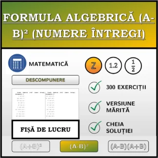 Fișă de lucru: Formula algebrică (A-B)² (numere întregi), descompunere