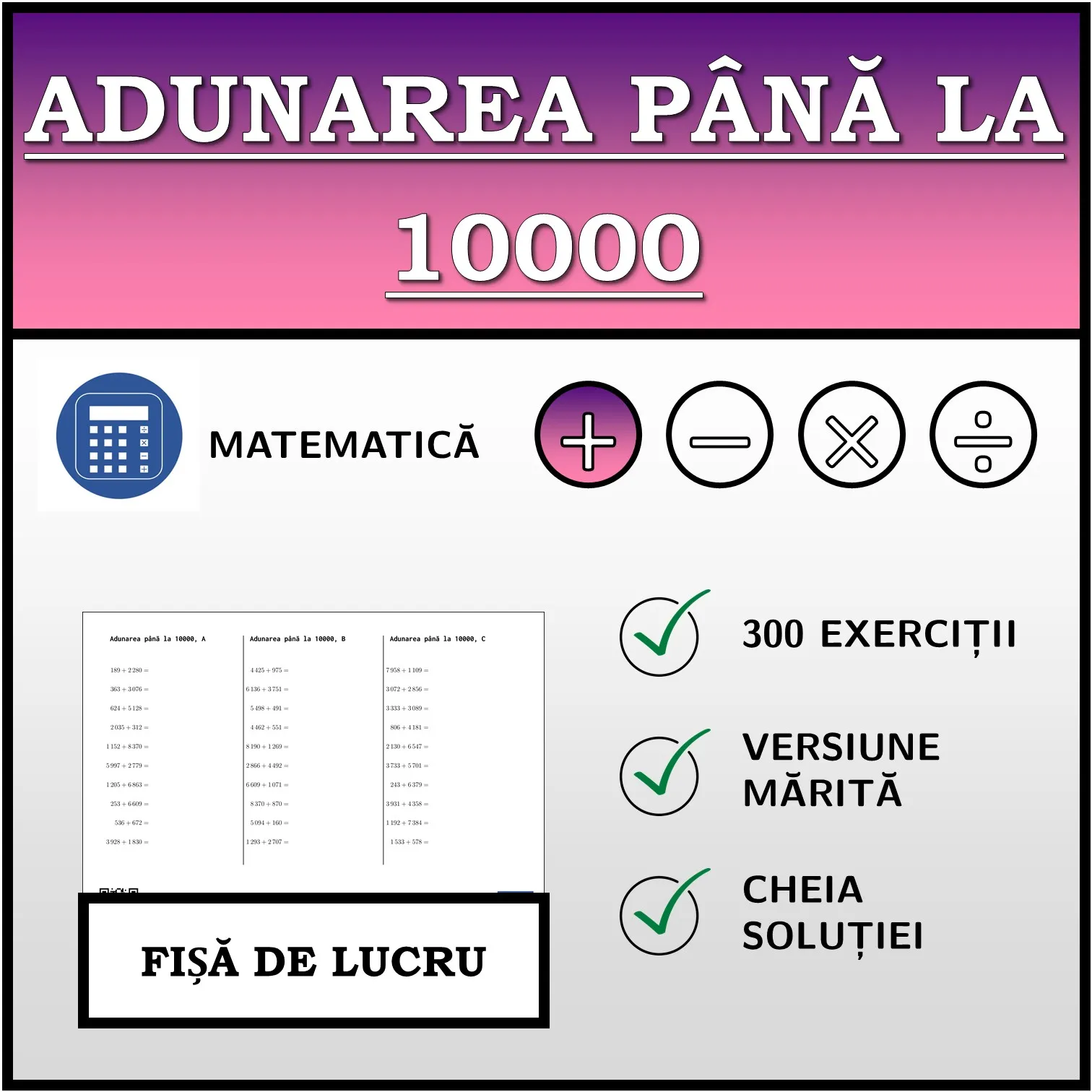 Fișă de lucru: Adunarea până la 10000