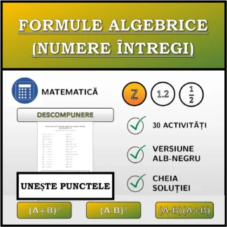Exercițiu de asociere: Formule algebrice (numere întregi), descompunere